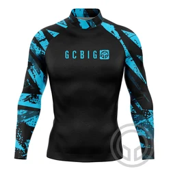 Summer Men Surf Rash Guard Long Sleeve Surfing Clothes T-shirt Swimwear Swim Floatsuit Beach Tops Uv Swimming Tight Diving Suit