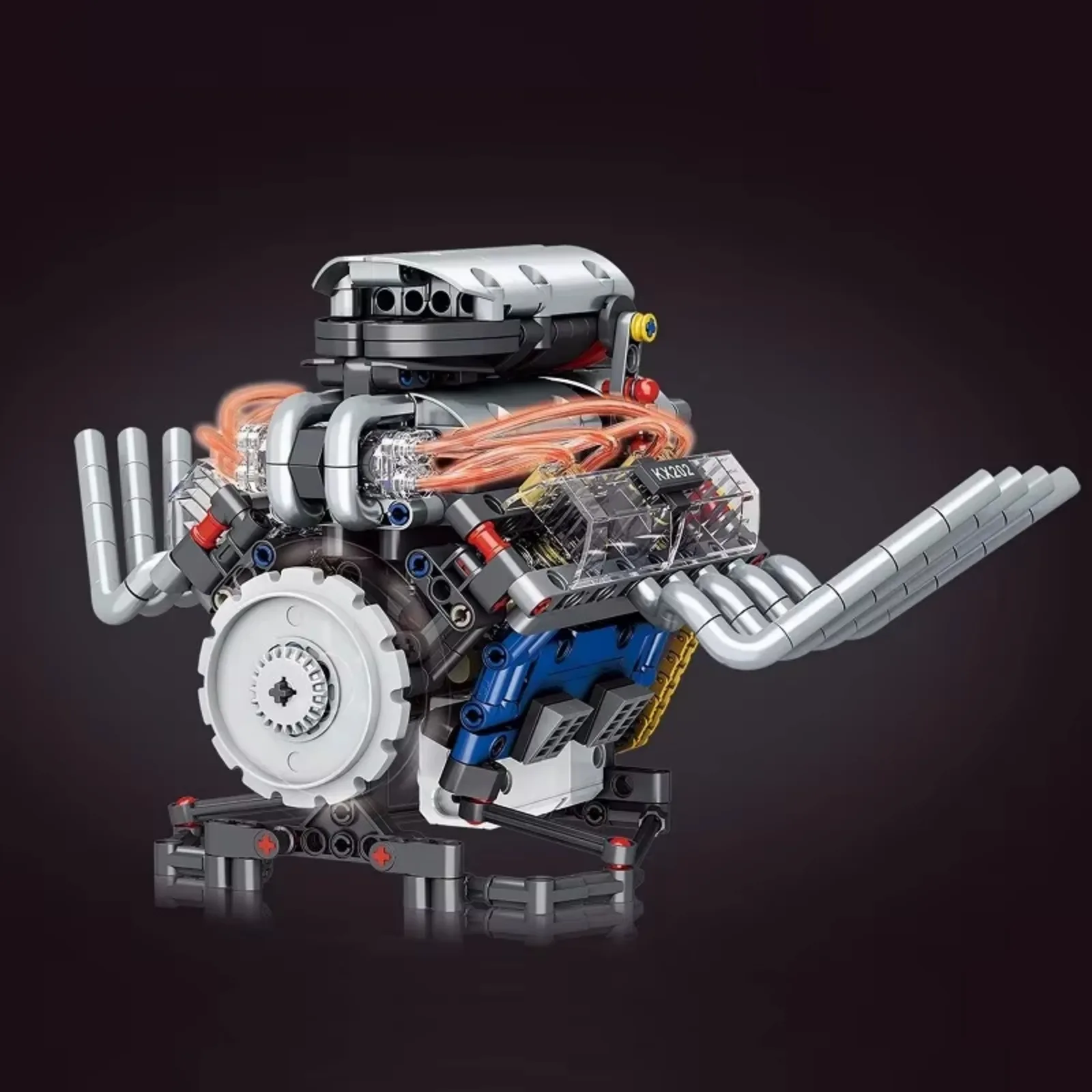 K96202 V8エンジンRCカービルディングブロックモデルMOCスーパースポーツ組み立て玩具 男の子向けギフト