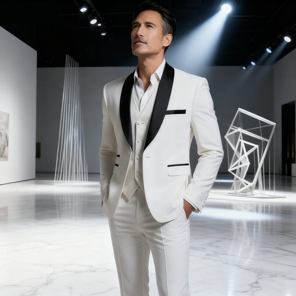 

3-Piece Green Slim Fit Men's Tuxedo Wedding Groomsmen Smoking Suit with Shawl Lapel Single Breasted Blazer Vest And Pants Set