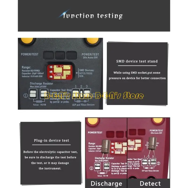 

Y1AD Портативный тестер транзисторов и конденсаторов с одной кнопкой, ЖК-дисплей для лабораторного ремонта и полевого