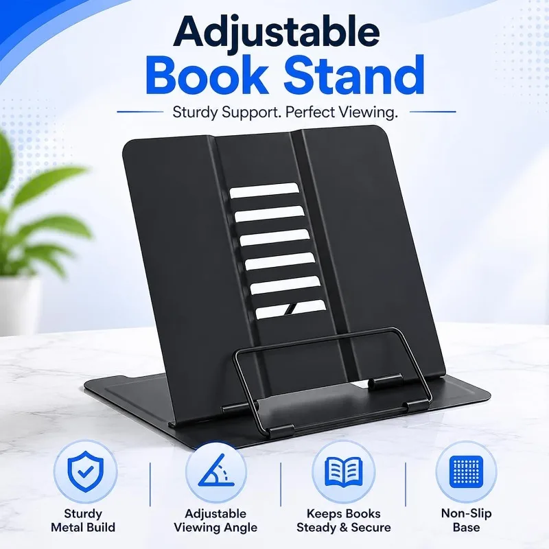 2026 Adjustable Portable Metal Adjust Reading Book Holder Support Document Shelf Bookstand Tablet Music Score Recipe Stand
