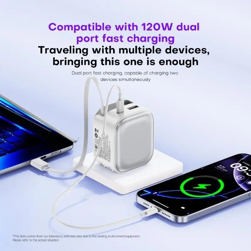 652F Small Technology Charges 35W Double USB Port Integrated Retractable Cord Suitabe for Multiple Devices Fast