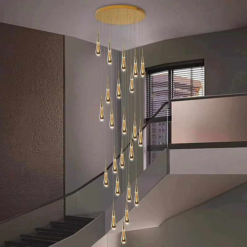 Modern home decoration crystal chandelier, stair Pendant lamp, living room Pendant lights, interior lighting