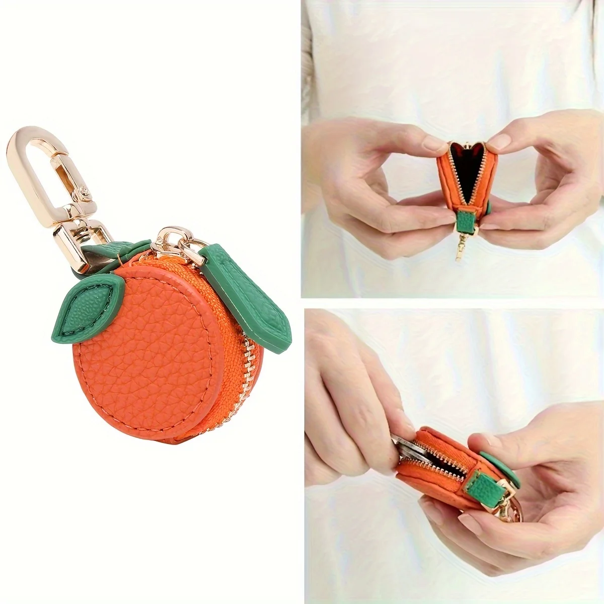 Portamonete a tema frutta, portafoglio piccolo per riporre monete con portachiavi, chiusura con cerniera, design di frutta carino, accessori pendenti alla moda