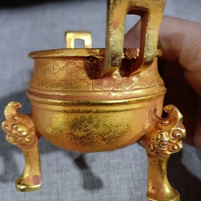 Alloy Square Ornament, Double Dragon Qianqiu , Vintage Incense Burner, Living Room Office Decorativ