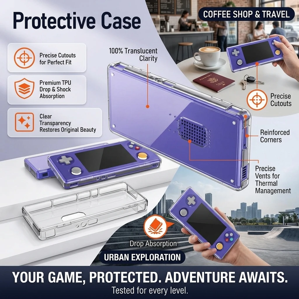 For AYANEO Pocket Micro 2 Soft Transparent TPU Protective Case Ergonomic Protective Cover Shockproof Anti-Scratch Game Shell