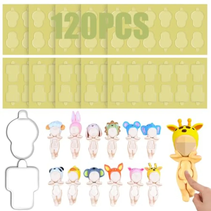 PCS Adhesive Tape for Sonny Angel, Double Sided Clear Adhesive Pads Custom Fit Replacement, Removable Mini Figure Clear Glue St