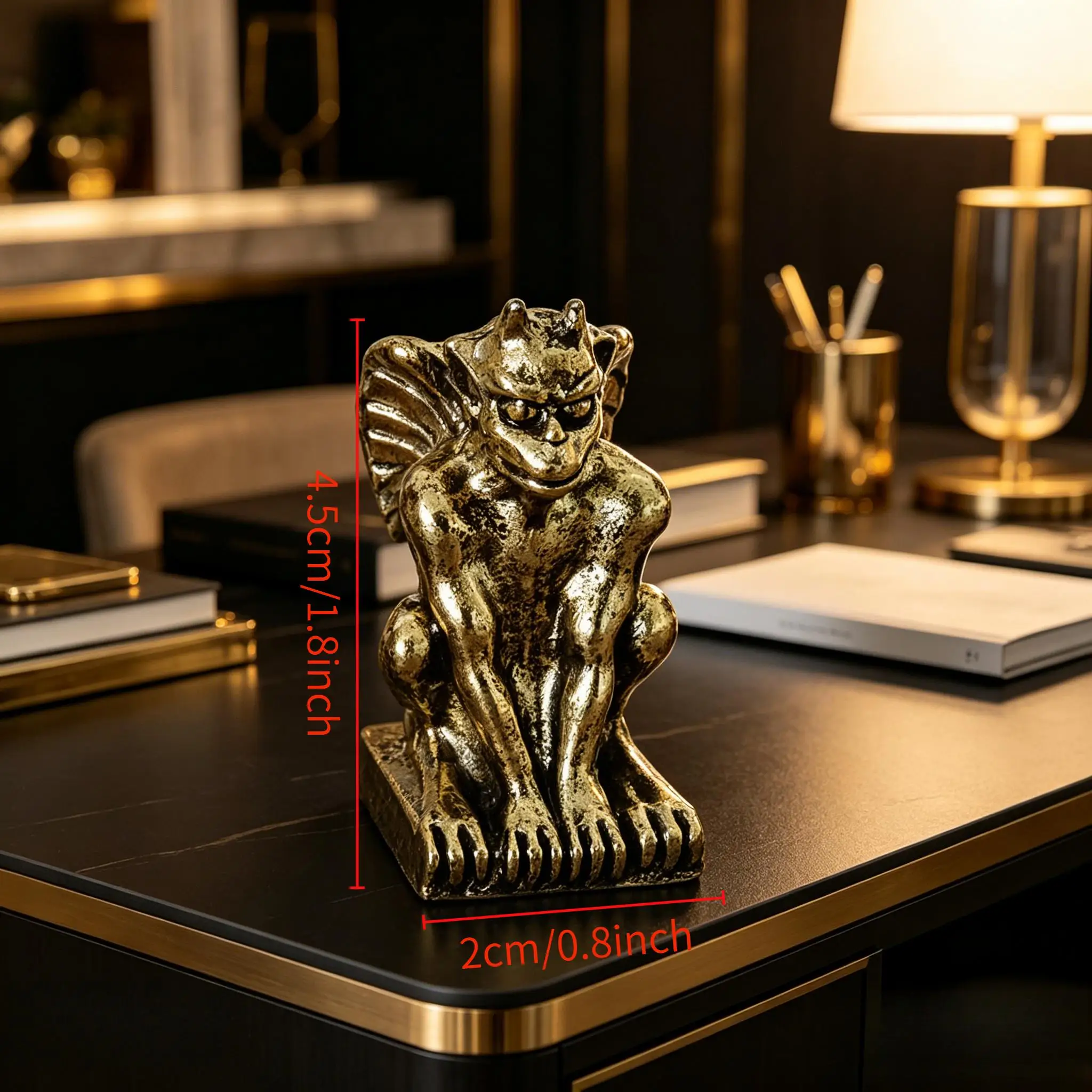2exquisite European-style mini sculpture ornaments, crown lion with retro gargoyle shape