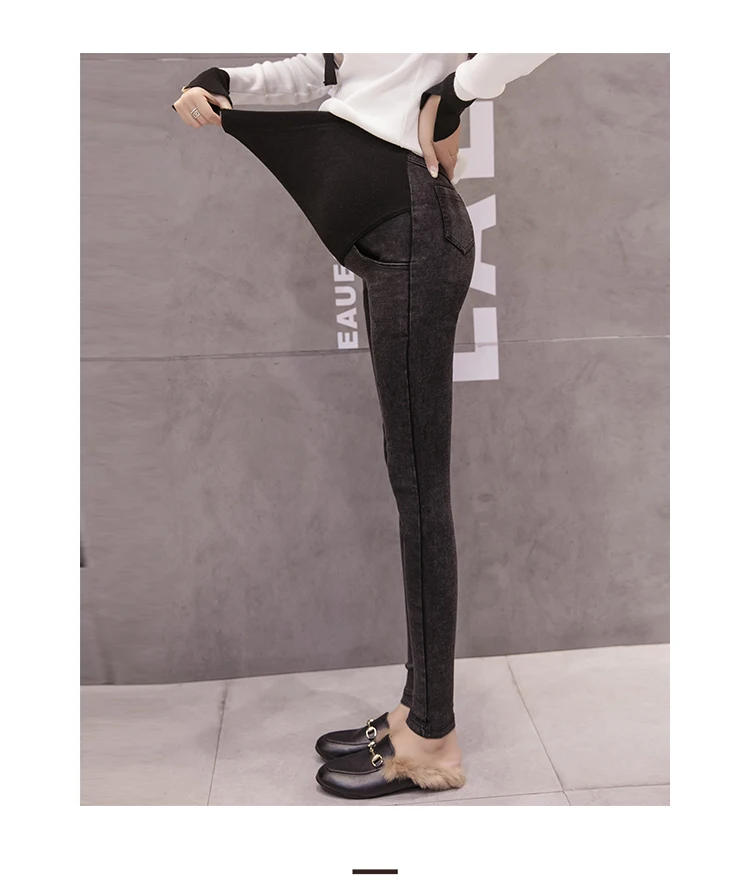 

Autumn Pregnant Women Tall Waist Abdomen Cowboy Trousers Slim Hem Office Lady Pencil Pants Pregnancy Skinny Denim Leggings Jeans