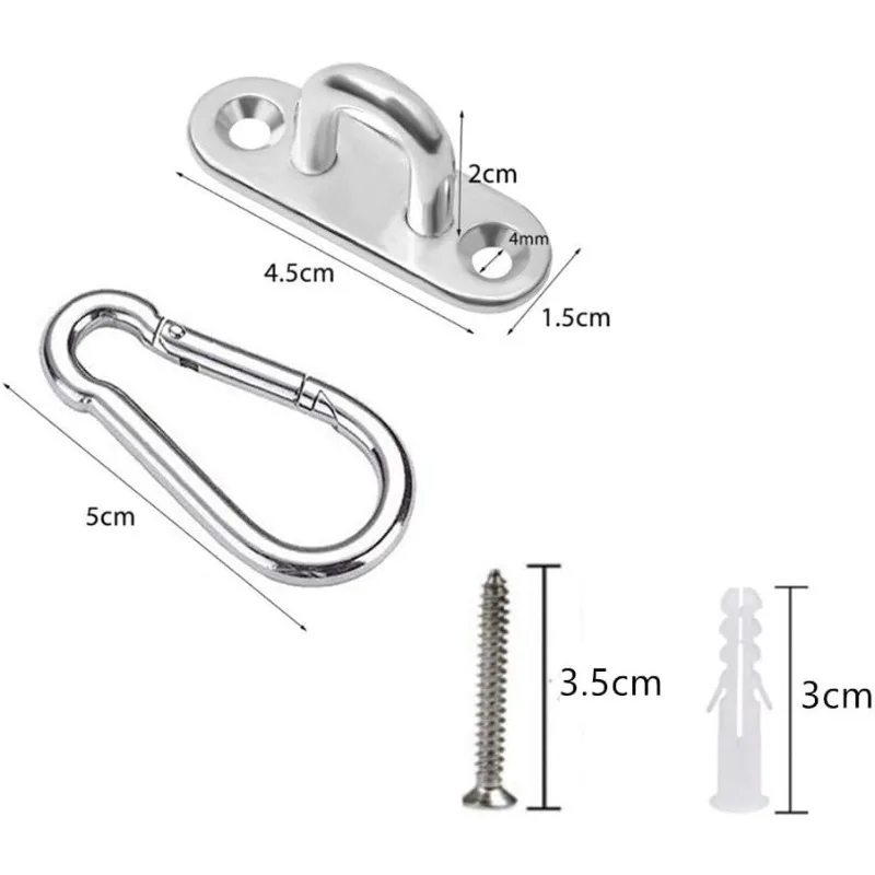 M5 304 Pad Eye Set 10 U Hooks 10 Snap Hooks 20 Screws 20 Expansion Plugs for Hammock Yoga Sun Sail Plant Hanger
