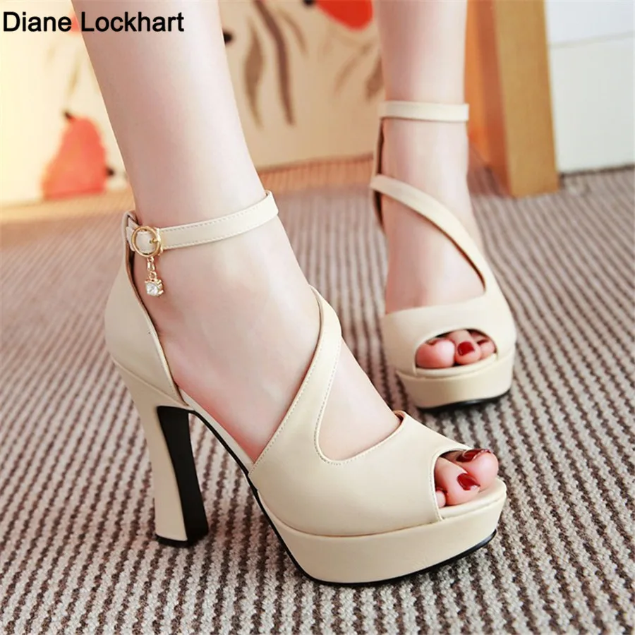 

2024 New Ladies Shoes Sandalias Mujer Gladiator Platform Sandals Women Fish Mouth High Heels Female Pumps Beige Black White Pink