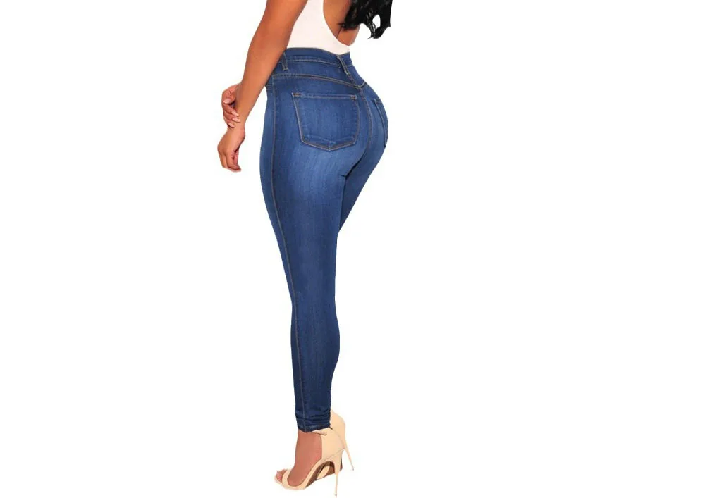 Jeans untuk wanita musim gugur temperamen ramping warna Solid Buttocks seksi Stretch Fashion Jeans