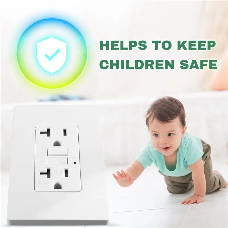 【RECOMENDAR】2X Stopkontak GFCI 20 Amp, Tahan Cuaca Luar Ruangan (WR), Ground Fault Circuit Interrupter, Termasuk Pelat Dinding Tanpa Sekrup