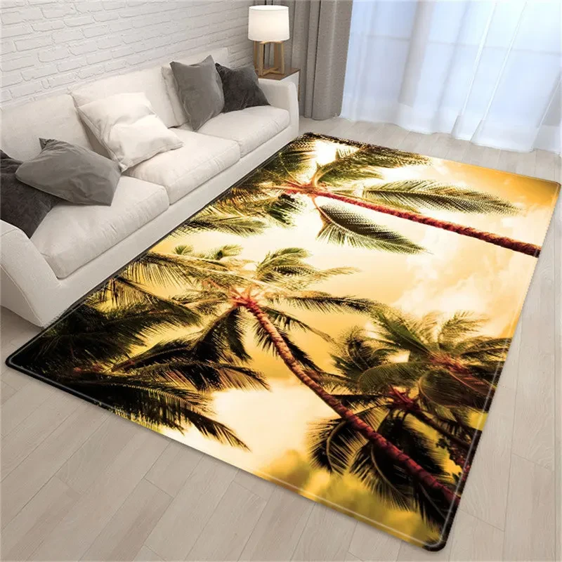 Palm Tree Sea Beach Carpet Living Room Sofa Table Rug Soft Bedroom Bedside Rug Dining Carpets Rug for Bathroom Home Decoration