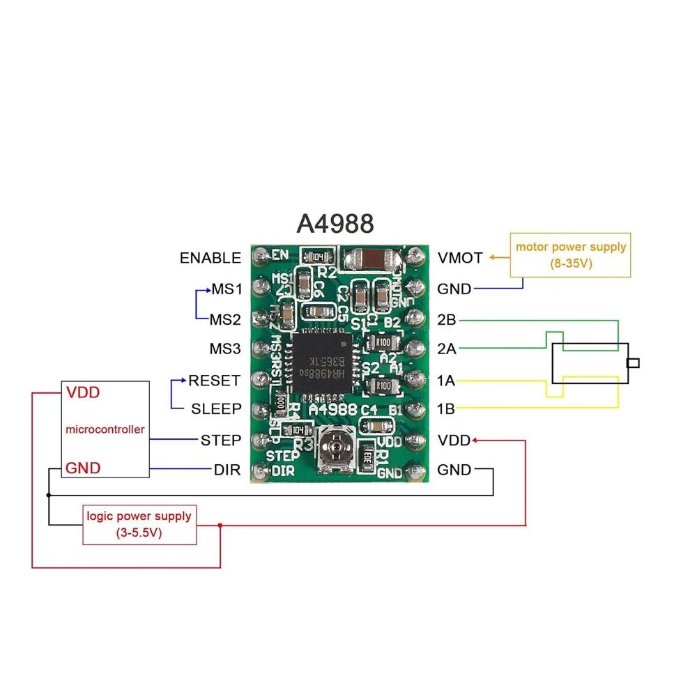 XCW 3D Printer Parts StepStick A4988 DRV8825 Stepper Motor Driver With Heat sink Carrier Reprap RAMPS 1.4 1-10PCS
