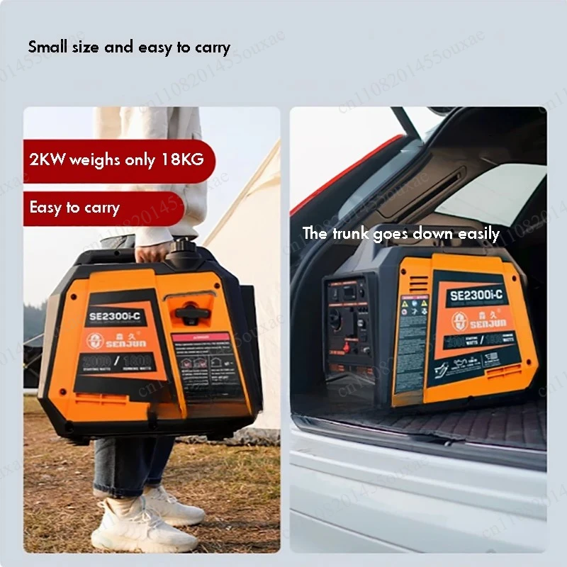 2000W Portable Inverter Generator Variable Frequency Quiet Gas Generator for Outdoor Camping Home Emergency Power Supply