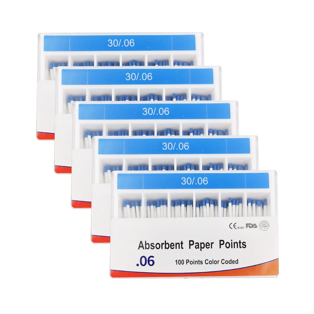 

5box 0.06 Taper Dental Absorbent Paper Points 20# 25# 30# Gutta Percha Root Canal Absorption Pure Cotton Dental Gutta Points