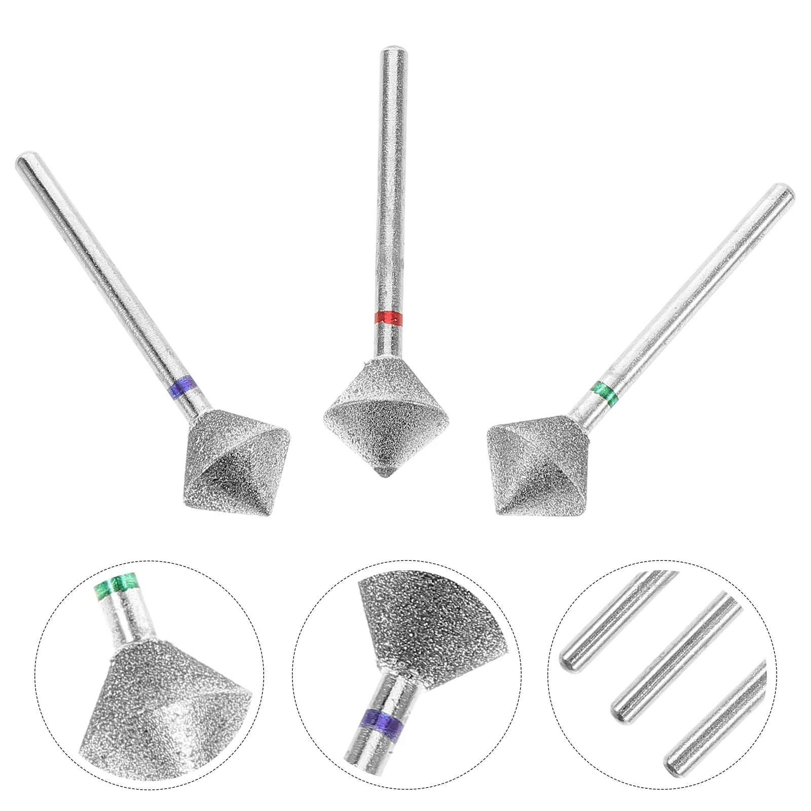 3 szt. Frezów diamentowych do paznokci, wiertła do akrylu, usuwania martwego naskórka, zestaw narzędzi do złuszczania stóp, uniwersalny, praktyczny.