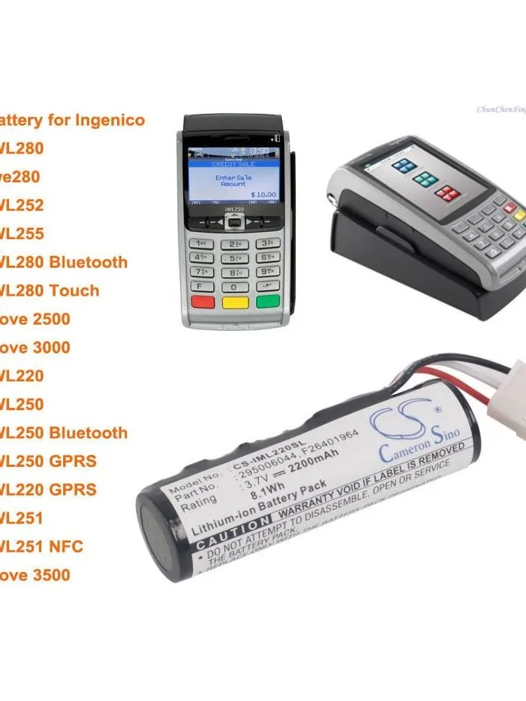 Cameron S37- Batterie pour Carte REA Rea T6 Flex, 2200mAh, 2600mAh, 3400mAh, Ingenico Move 2500, Move 3000, Move 3500 + TOadvocate