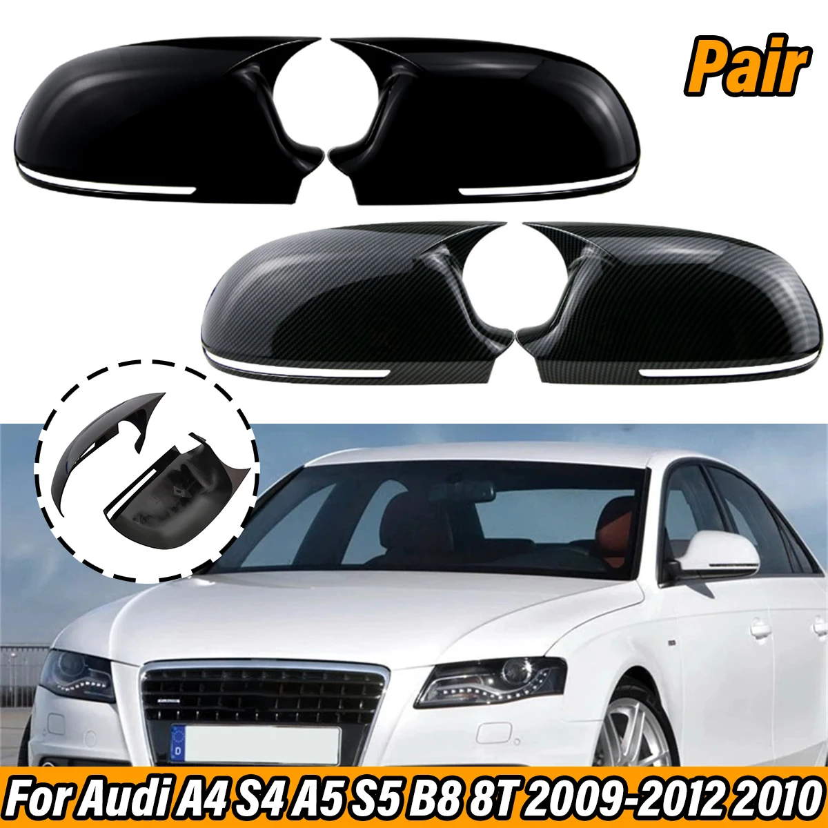 

Horn Rear View Mirror Caps Car Door Side Rearview Wing Mirror Cover For Audi A4 A5 A6 A8 Q3 A3 S4 S5 S6 S8 SQ3 8P B8 8K 4F C6 D3