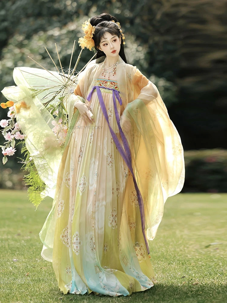 

Chinese Hanfu Dress Women Gradient Embroidery Tang Dynasty Hanfu Suits Female Halloween Cosplay Costume Party Hanfu Dress Set