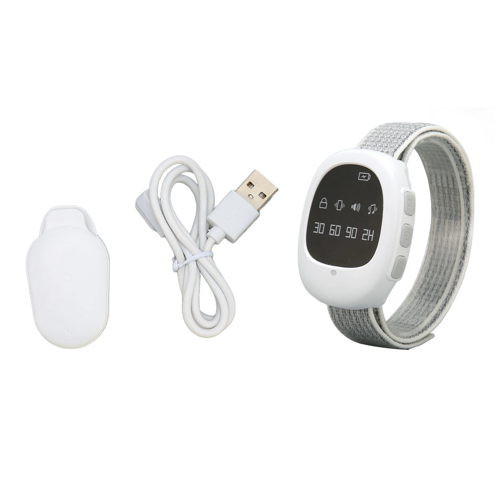 Wireless Bedwetting Alarm 4 Timing Music Vibration Bedwetting Sensor Watch for Children Elderly