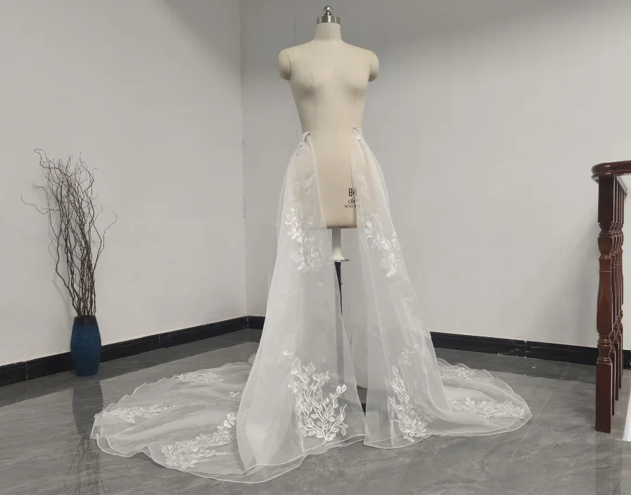 

Ivory Bridal Detachable Train, , Lace Organza Dress Attached Train, Wedding Dress Train, Bridesmaids' Ball Dress Train