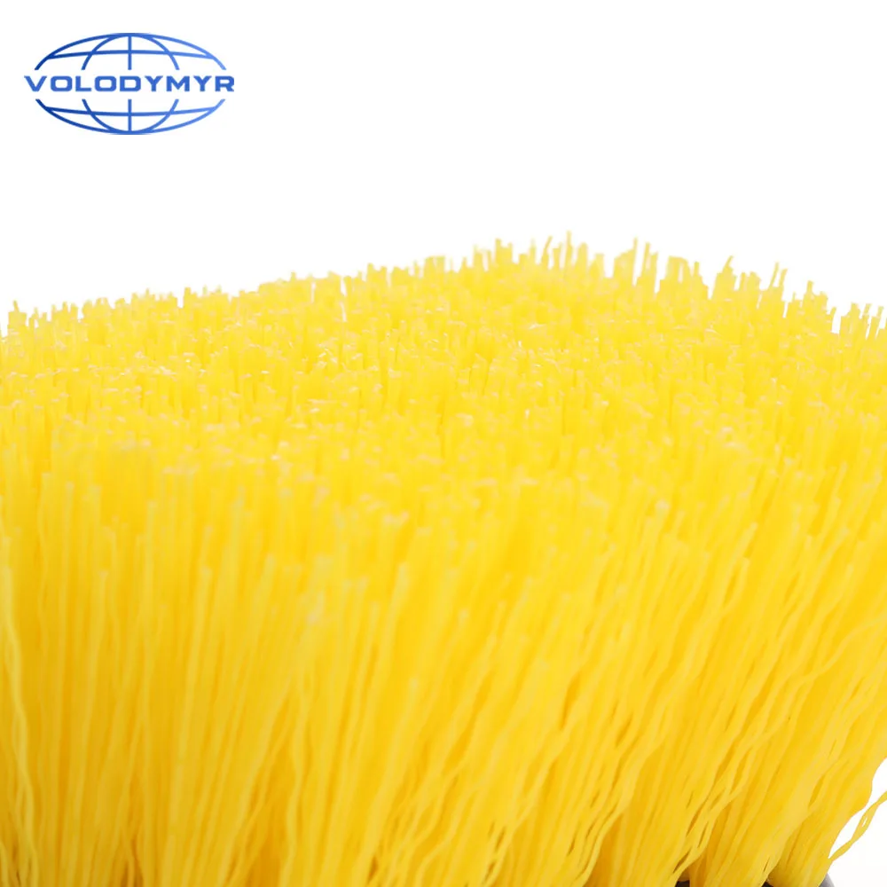 Car Brush Rim Tire Wheel Cleaner with Long Handle and Yellow Hard Bristles Detailer for Auto Detailing Cleaning Clean Detail