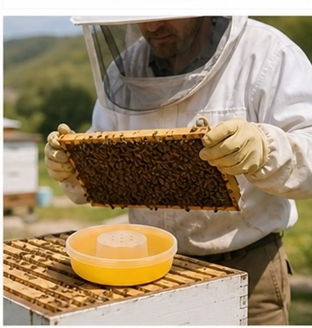 Bee Feeder Plastic Round Food Water Dish Easy Install Convenient Beekeeping Tool Fast Feeding Bowl for Hive Bee Feeder