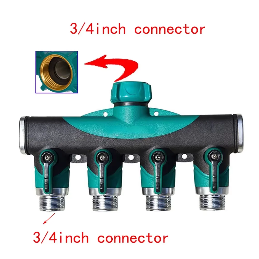 For 4-Way Tap Connector Garden Hose Pipe Splitter 3/4'' Plastic Drip Irrigation Water Connector Agricultural New