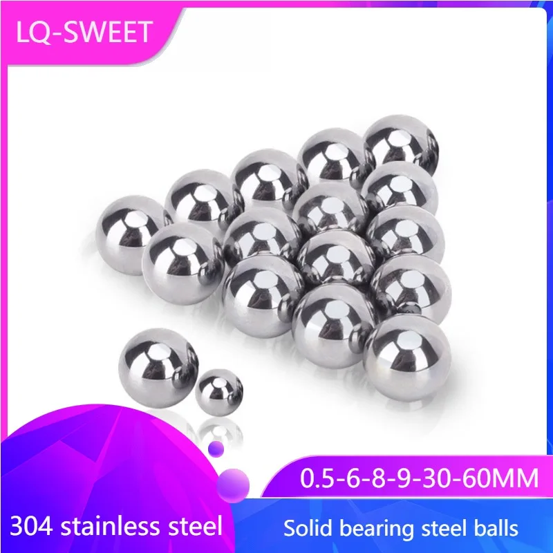 304 Stainless Steel Bearing Balls, Solid Balls, Precision Small Balls, Ball Bearings, Steel Balls 0.5-6-8-9-30-60MM