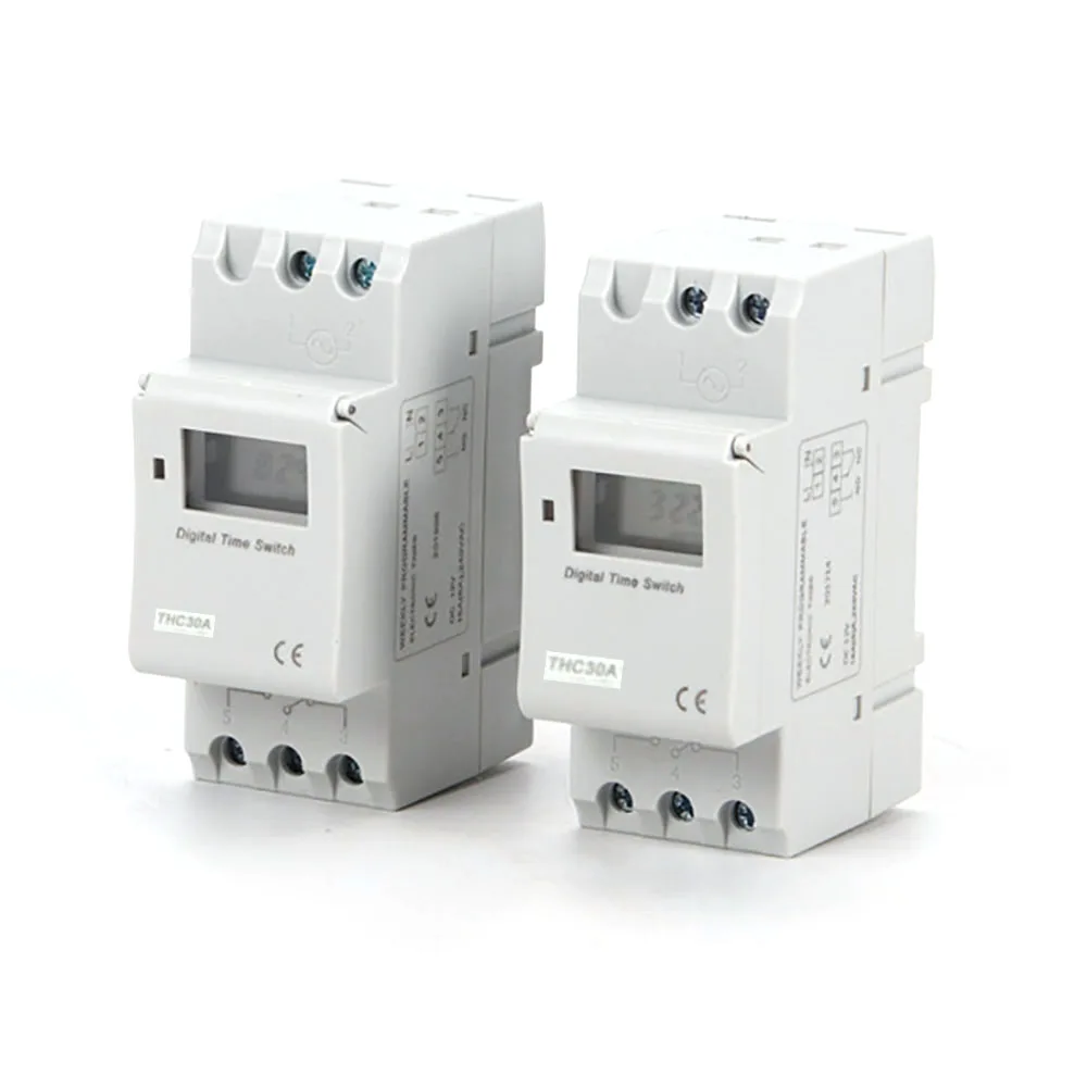 New Type Din Rail 2 Wire Weekly 7 Days Programmable Digital TIME SWITCH Relay Timer Control AC THC 15A 30A 220V 230V 12V 24V 48V