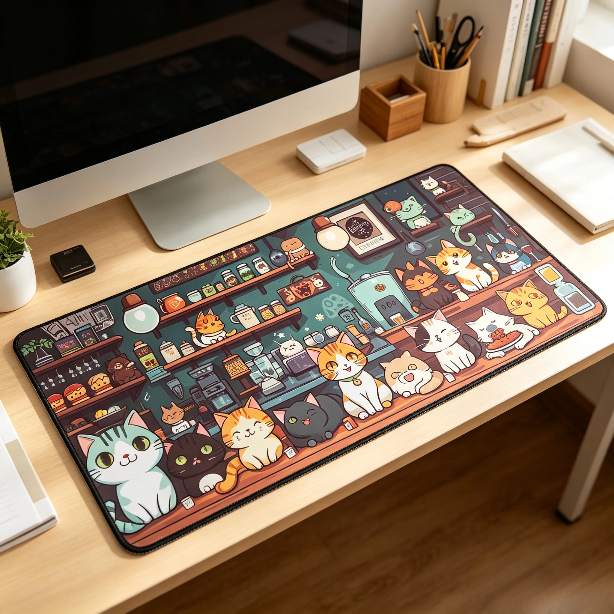 Gaming Accessories Shop - Grote Gaming Muismat Koffieshop Patroon Muismat
