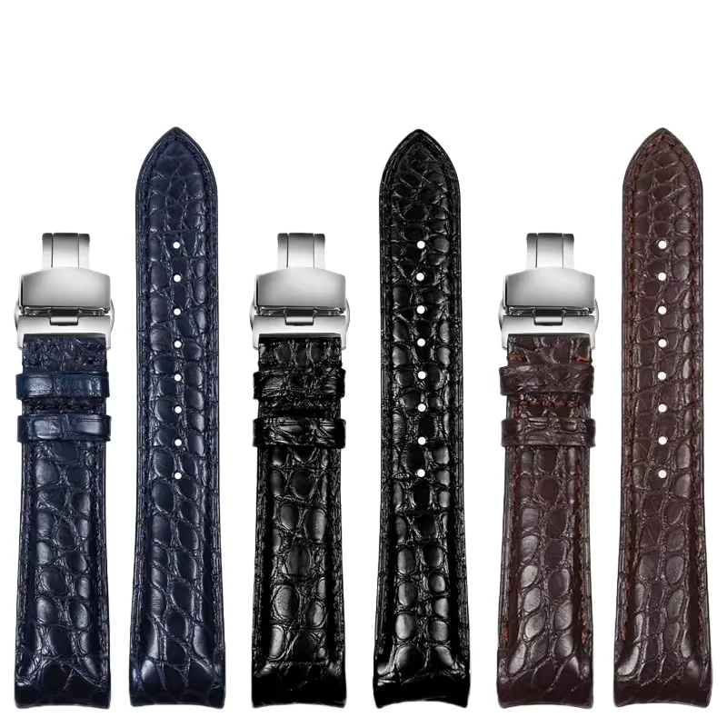 Crocodile Skin Watch Band Men's 20mm 22mm Genuine Leather Black blue brown For Rolex Omega Tissot IWC Seiko Arc Watch Strap belt