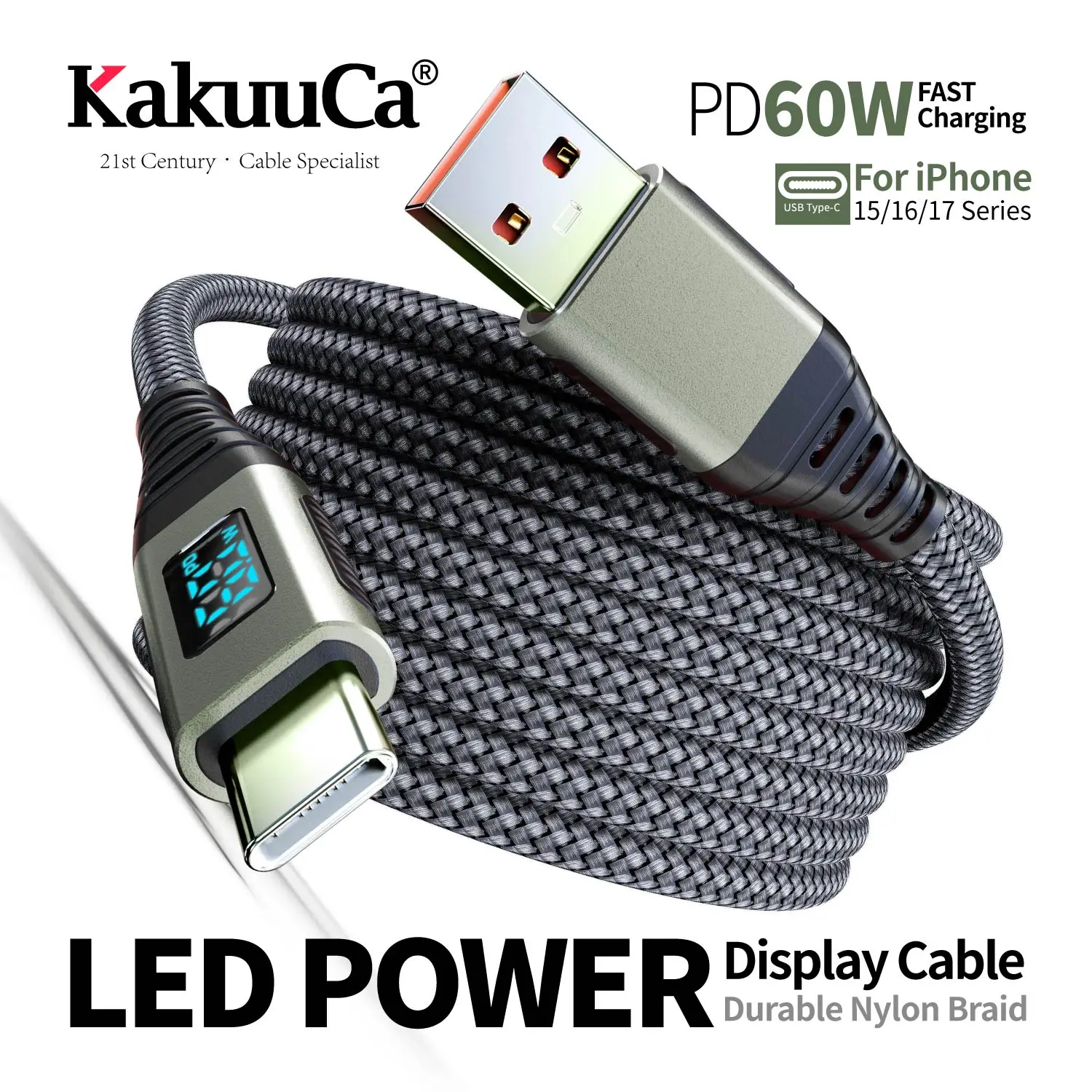 

60W USB A to USB C Fast Charging Cable Type c Data Cable for iPhone 17 16 15 Android Phones Tablets Laptops