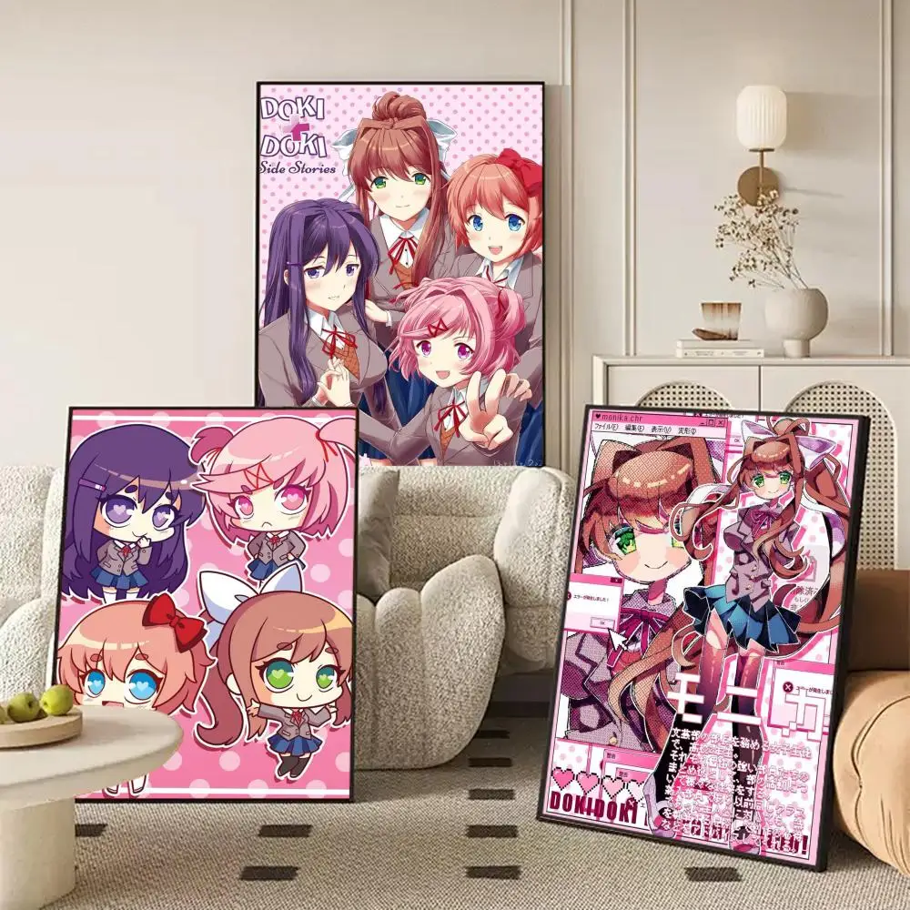 Doki D-Doki L-Literatuare Poster Self Adhesive Wall Stickers Removable Room Decor Aesthetic Space Murals Fancy Gift