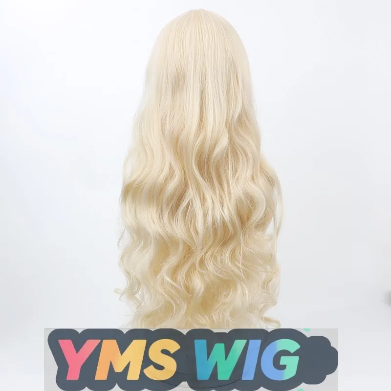 【YMS WIG】Wig Cosplay Azure Files Blue Smiling Professor Rambut Keriting Kuning Muda Kulit Kepala Realistis
