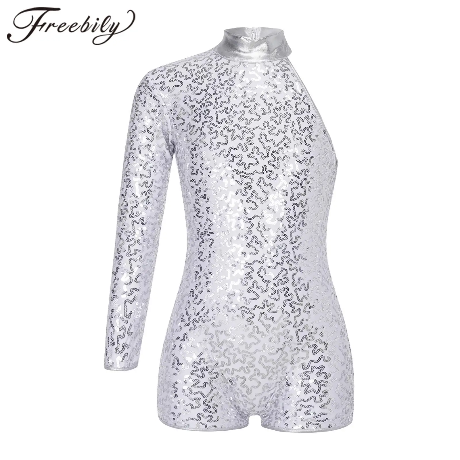 

Kids Girls Ballet Leotard Long Sleeve Shiny Sequins Gymnastics Bodysuit for Teens Modern Jazz Dancing Costume Dance Jumpsuit