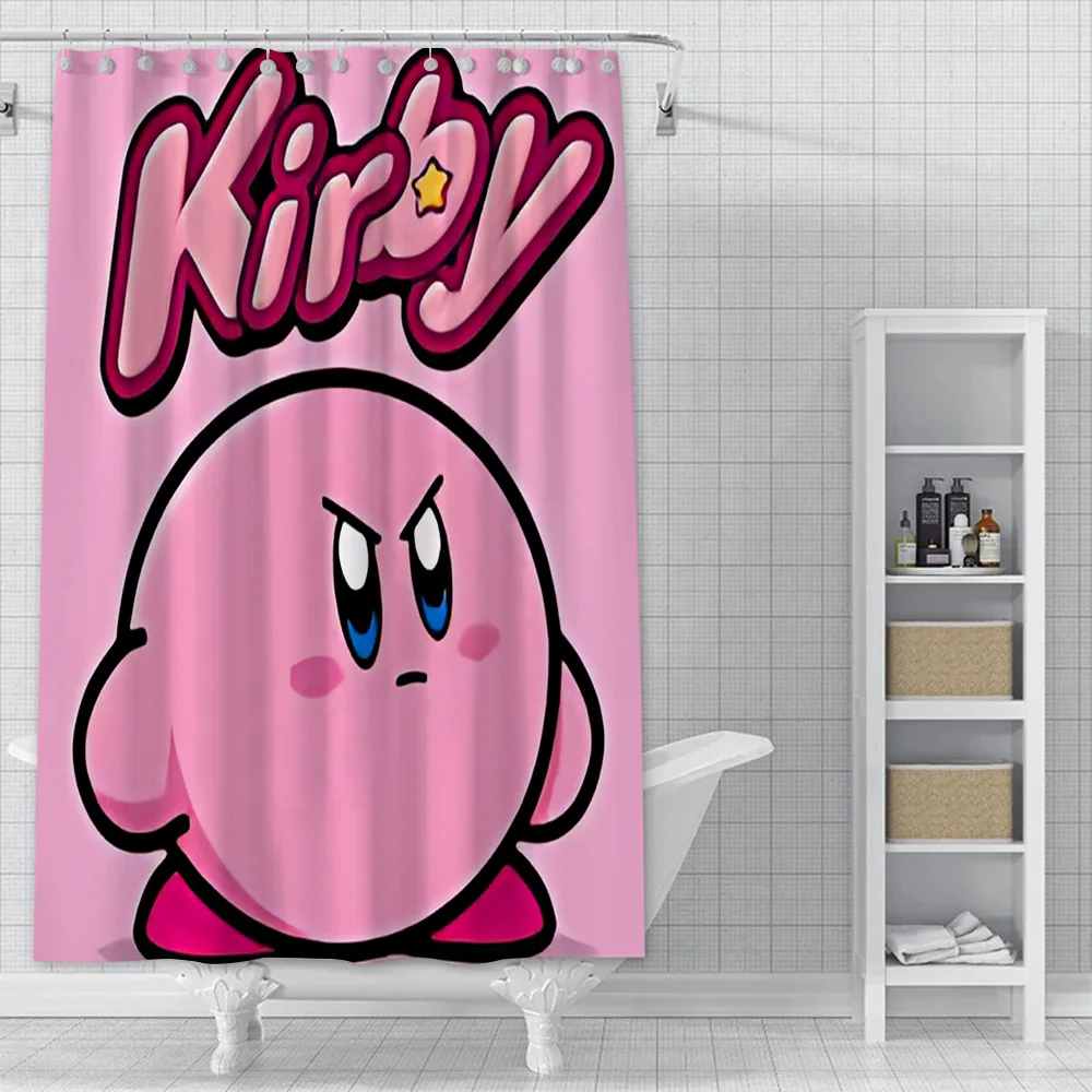 Cute Stars K-Kirby Shower Curtain Waterproof Polyester Fabric Paint Colorful Bath Curtains Home Bathroom Decor Curtain With Hook