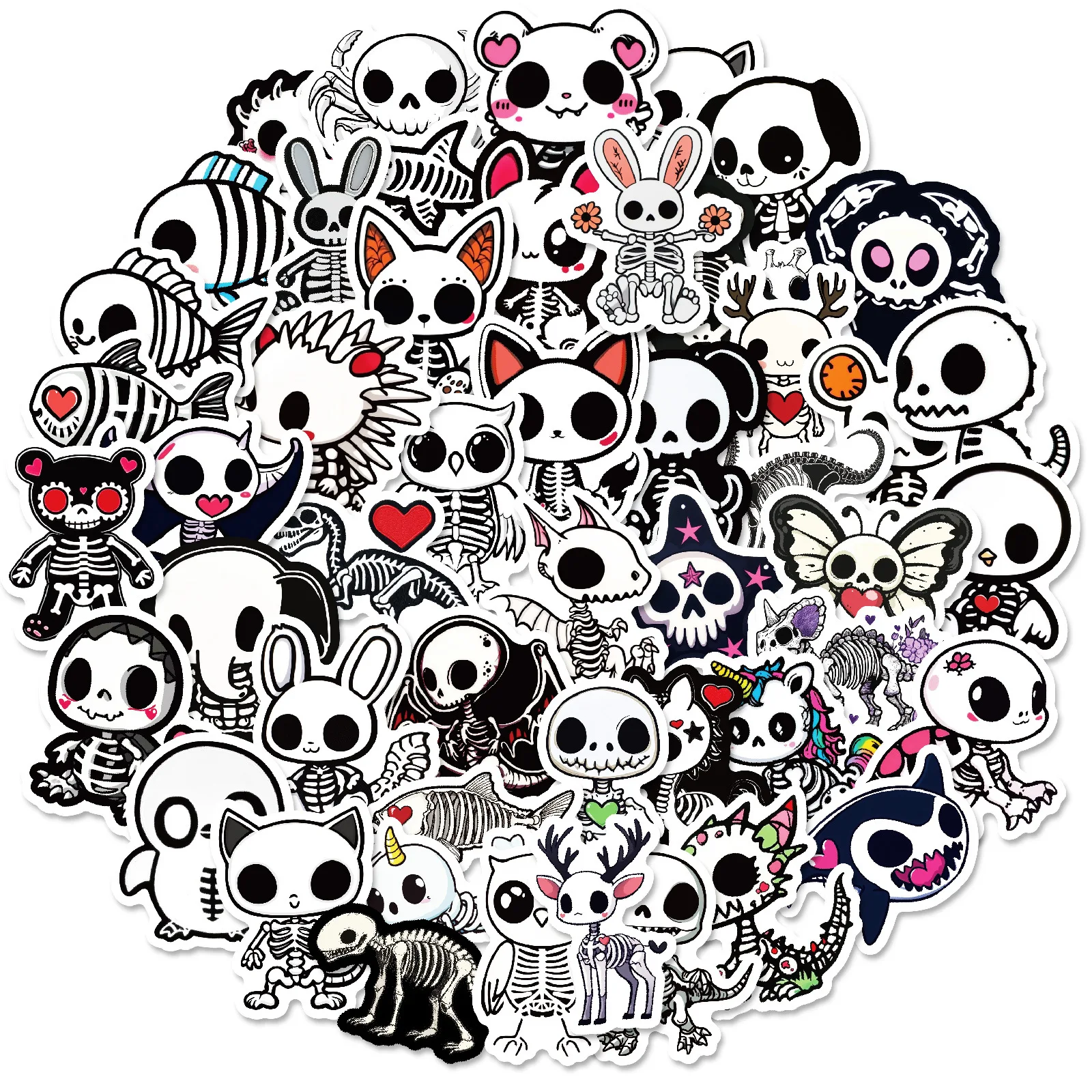 10/30/50PCS Skeleton Graffiti Stickers Animal Cartoon Funny Kids Toys Luggage Laptop Phone Guitar Skateboard Waterproof Sticker