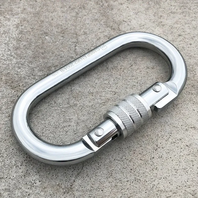 40KN Steel Wire‑Gate Carabiner, Large Opening O‑Shape Quickdraw Hook For Outdoor Rock Climbing Mountaineering Safety