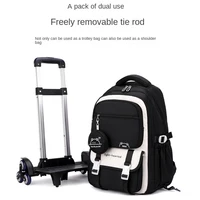 Children School Backpack Trolley Bag with Wheels Students Backpack Book Bag Rolling School bag for Girls Kids Wheeled Backpack 6