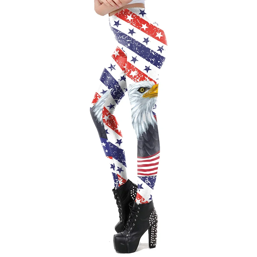 Leggings para mujer, pantalones con estampado de rayas y estrellas del Día de la independencia, medias sexys del 4 de julio, pantalones con costura de cintura media, regalos