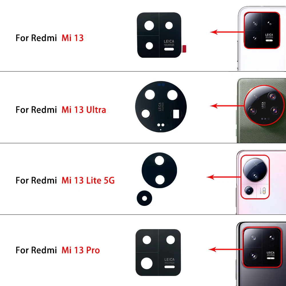 Rear Back Camera Glass Lens For Xiaomi Mi 13 12 12T Pro Lite 5G Mi13 Mi12 Mi12T Replacement With Adhesive Sticker