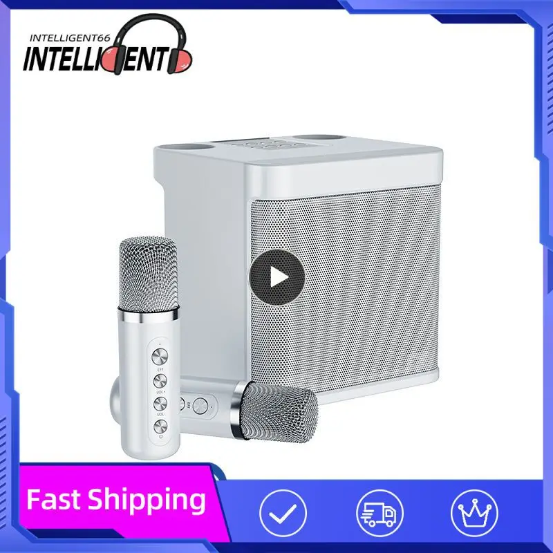 Dual Microphone Karaoke Machine Household Room Car KTV Outdoor Portable Speaker with 2 Wireless Mic Super Cube 777