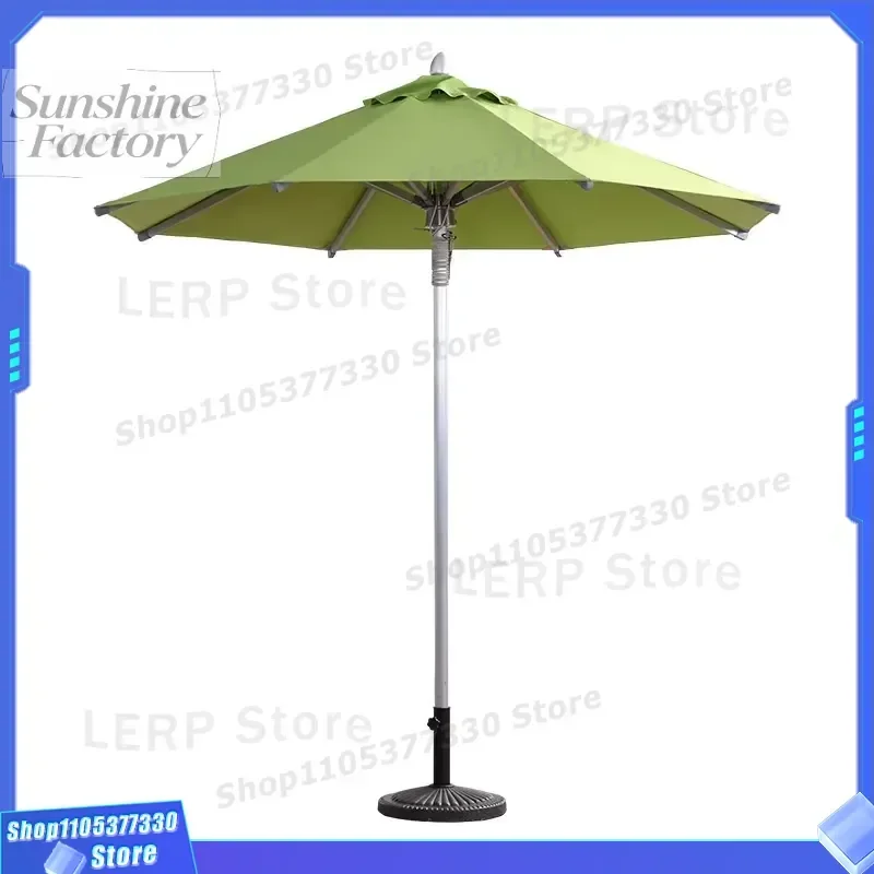 Outdoor Garden Courtyard Manual Telescopic Aluminum Alloy Sun Umbrella with 48 Columns Waterproof Modern Design