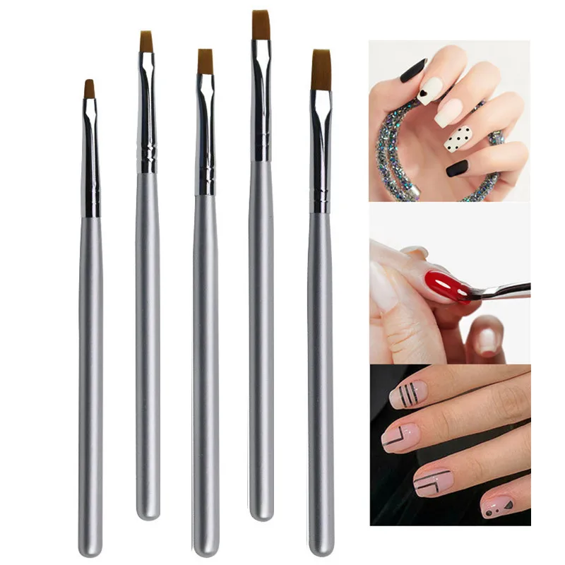 

5Style Wood Handle Nail Art Painting Draw Brush Professional Acrylic UV Gel Nail Polish Manicure Pen Liner