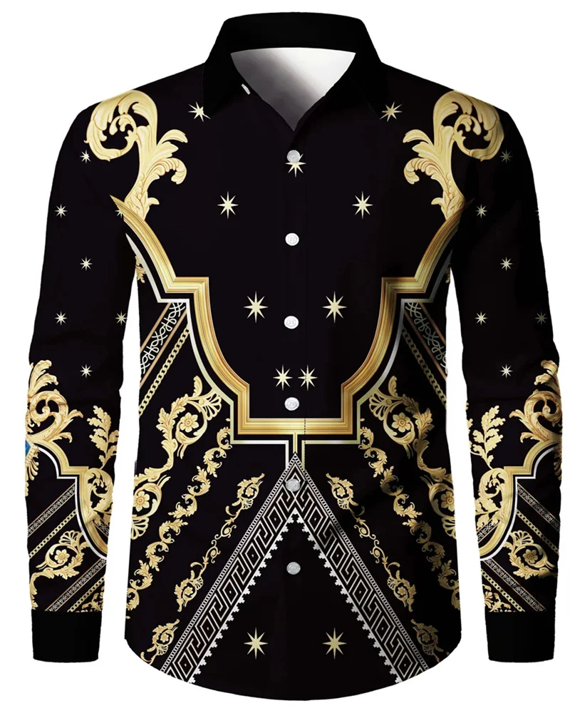 

Fashion Flower Pattern 3d Print Men Long Sleeve Shirts Personality Shirt Autumn Casual Single-Breasted Blouse Male Clothing