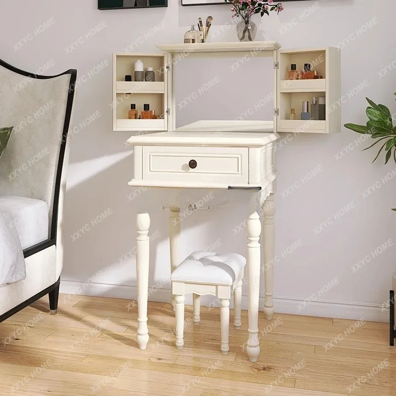 LLresser all solid woodlight luxury cream style small apartment storage integrated makeup table