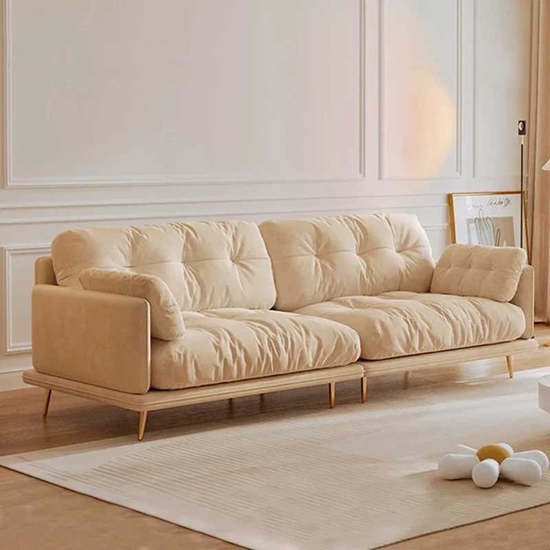 

Nordic cloud sofa modern small apartment living room Internet celebrity light luxury ins cream wind straight row fabric sofa